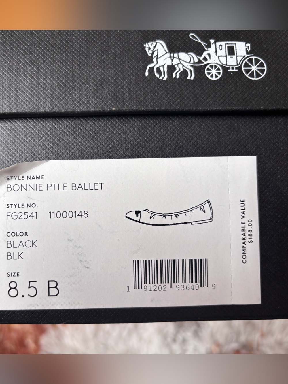 Coach Bonnie Ptle Ballet Flats in Black New